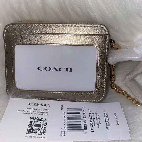 Coach Zip Card Case in light champagne New - Picture 2 of 10